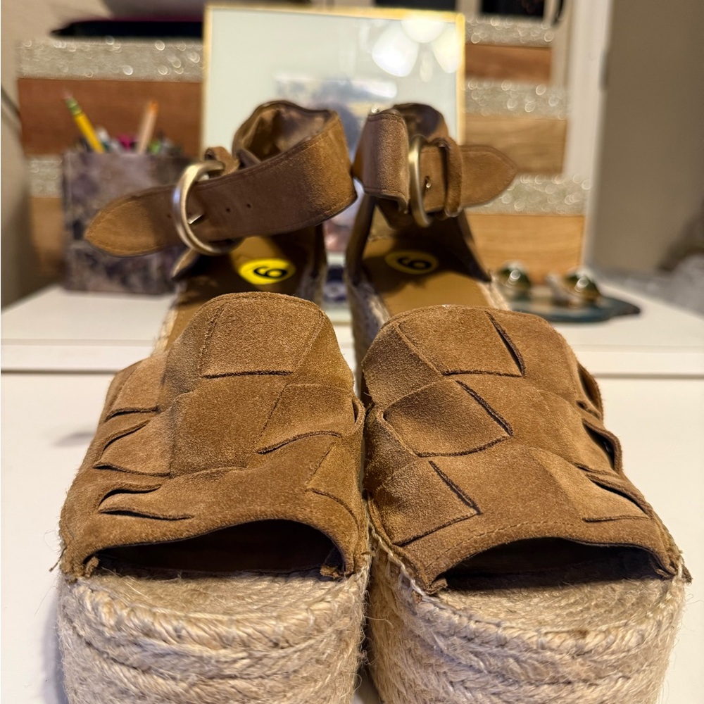 Brown Espadrille Wedge Sandals